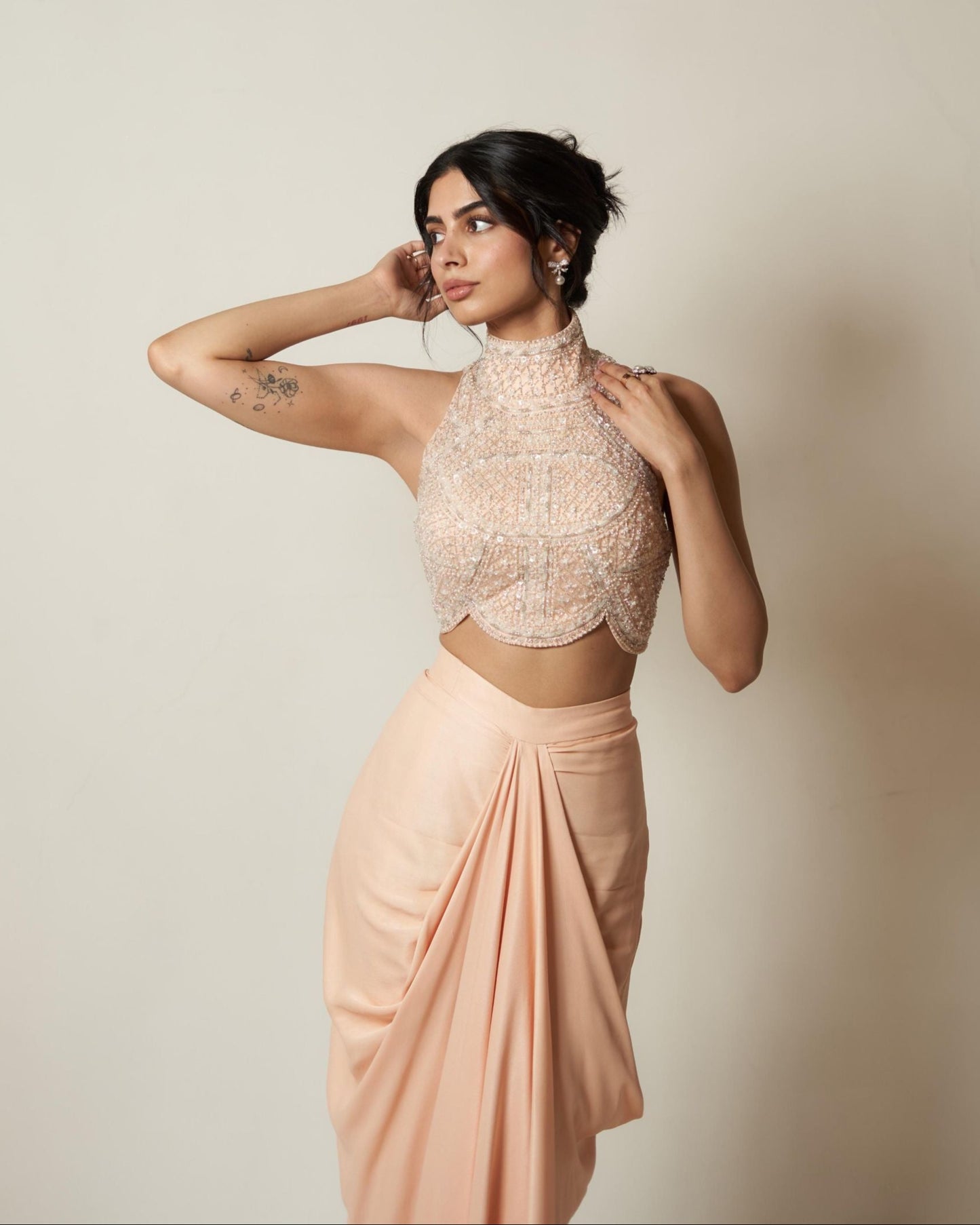 Khushi Kapoor in Drape Skirt + Blouse