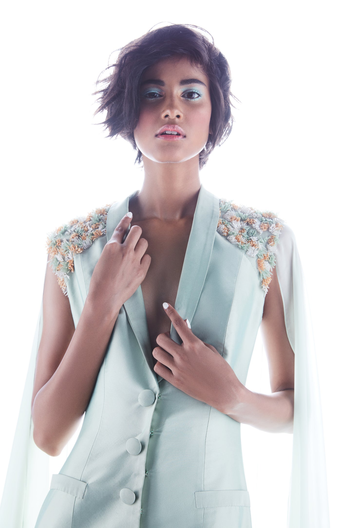 Kajol in Mint Embroidered Pant Set