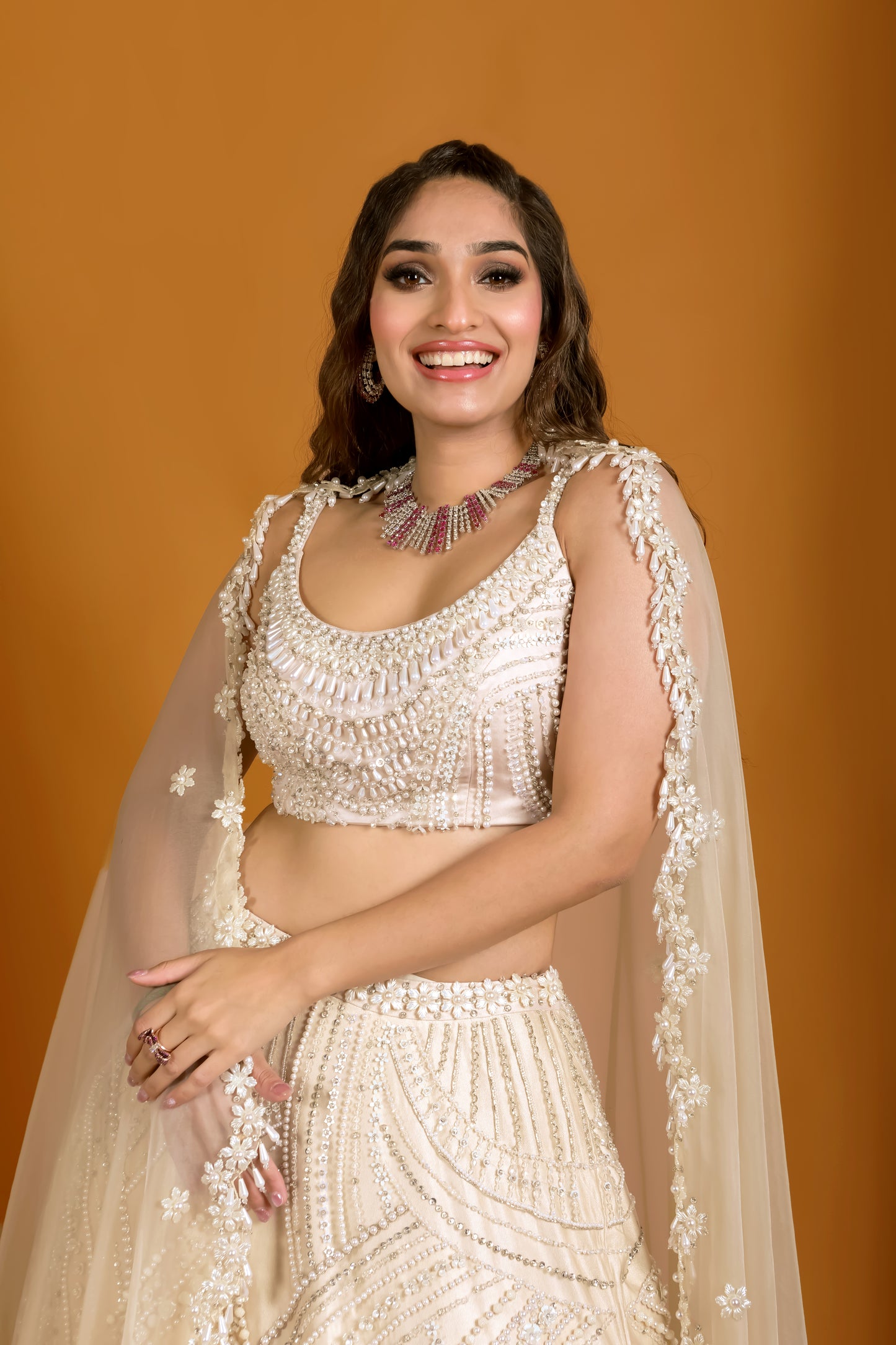 Champagne Queen of Pearl Lehenga Set