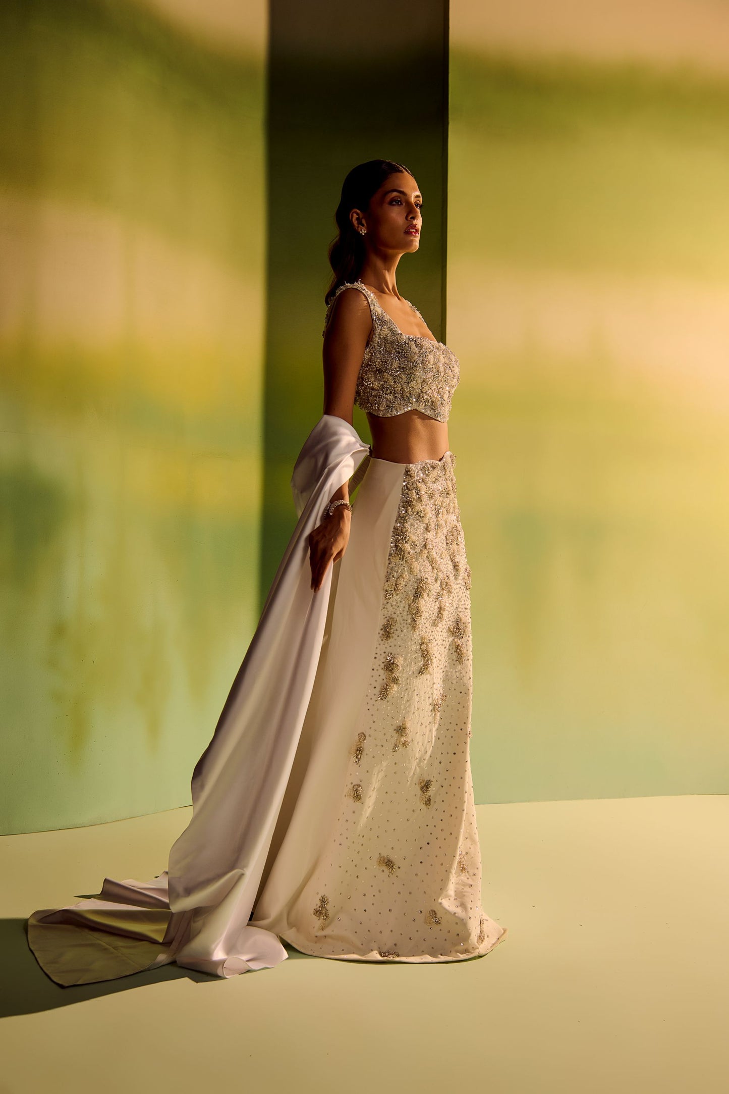 Mermaid skirt set with drape cape