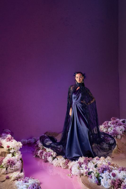 Sirène Wave Cape Gown