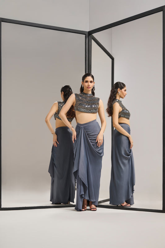 Draped skirt + blouse