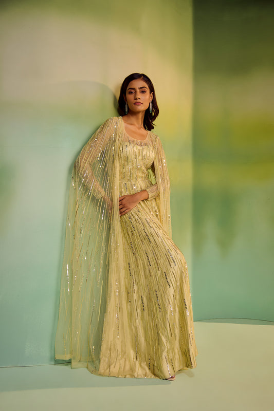 Green gown + cape