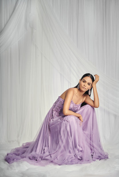 Amethyst Hand Embroidered A-Line Gown