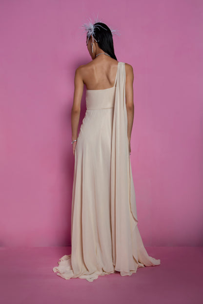 Off-White Lumière Saree Gown