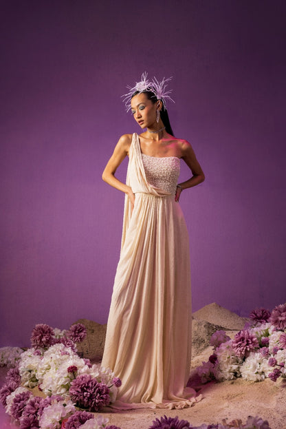 Off-White Lumière Saree Gown