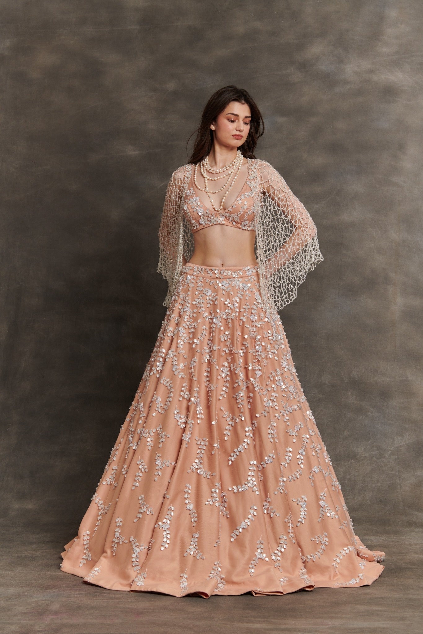 Rosé Pearl Bloom Lehenga