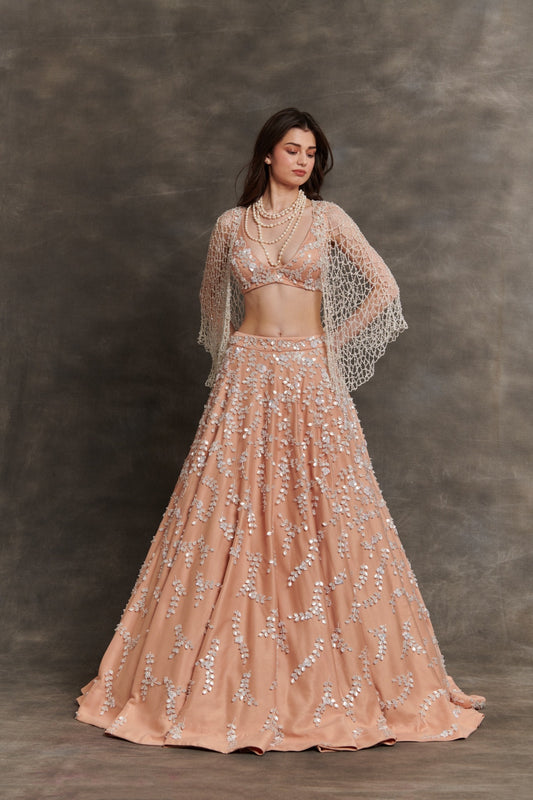 Rosé Pearl Bloom Lehenga